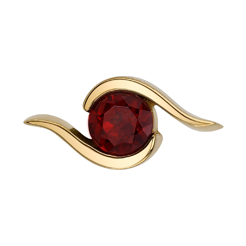"Hawk Eye" Threaded End in Gold & Platinum with Garnet