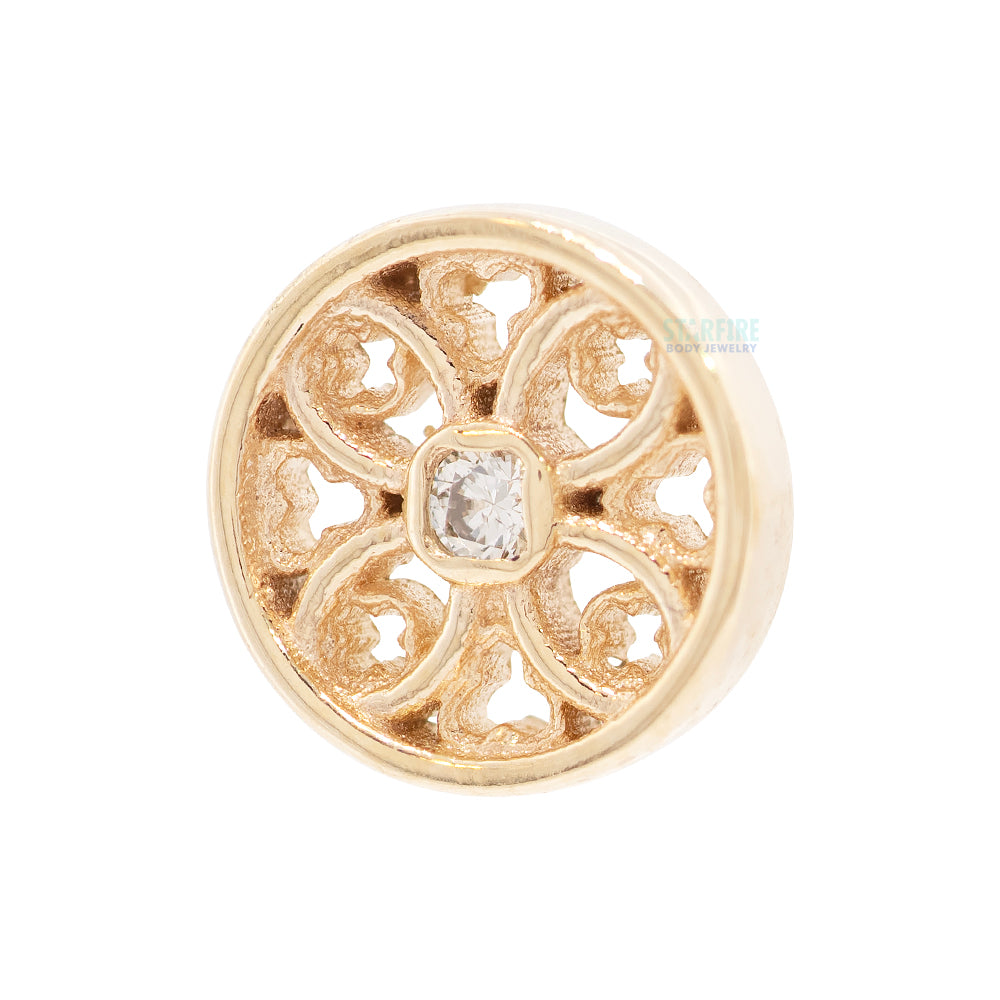 Cathedral Stone Threaded End in Gold with Gemstone