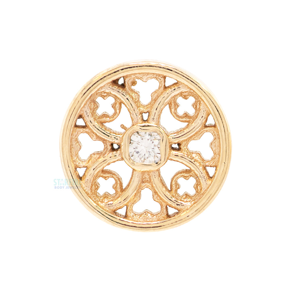 Cathedral Stone Threaded End in Gold with Gemstone