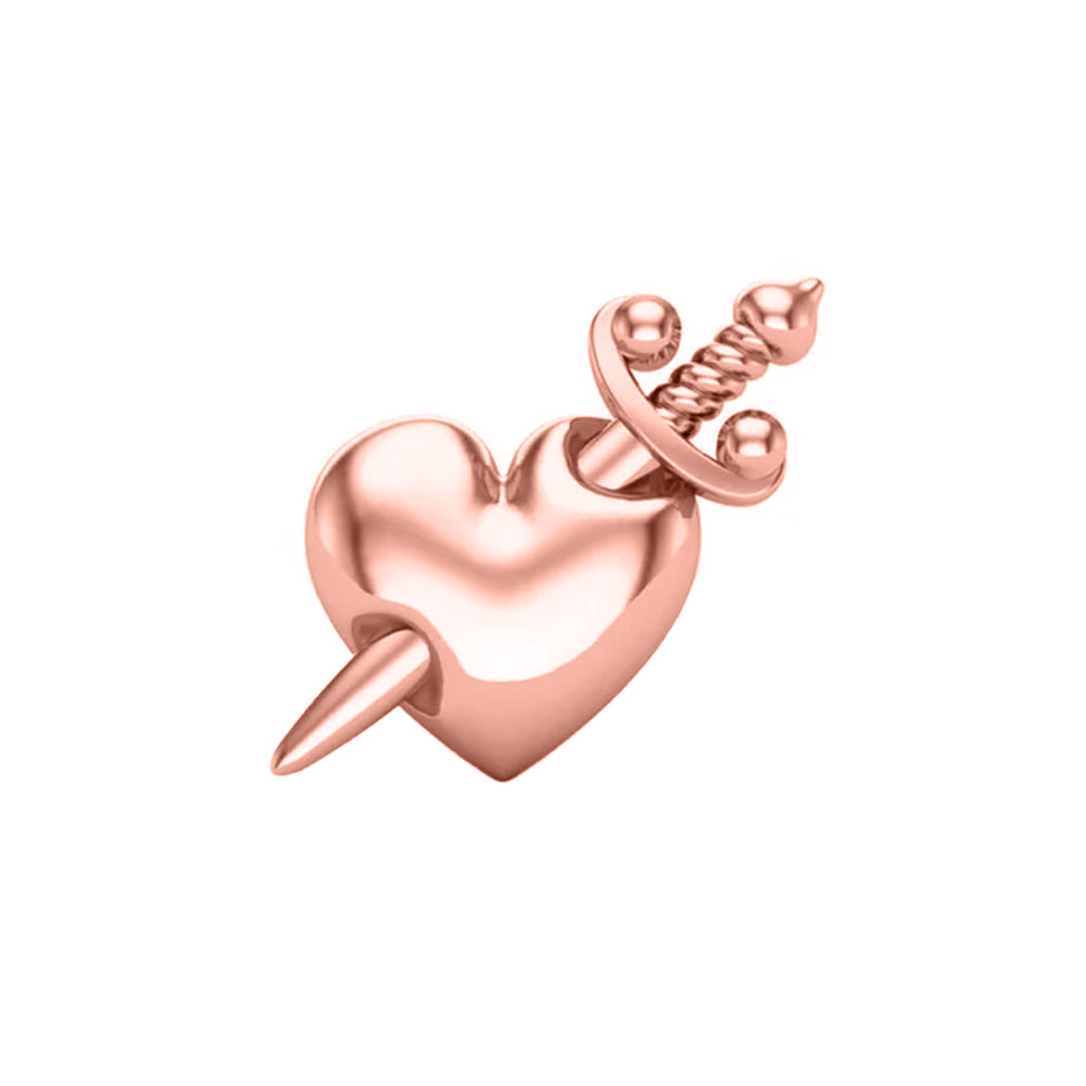 Daggered Heart Threaded End in Gold