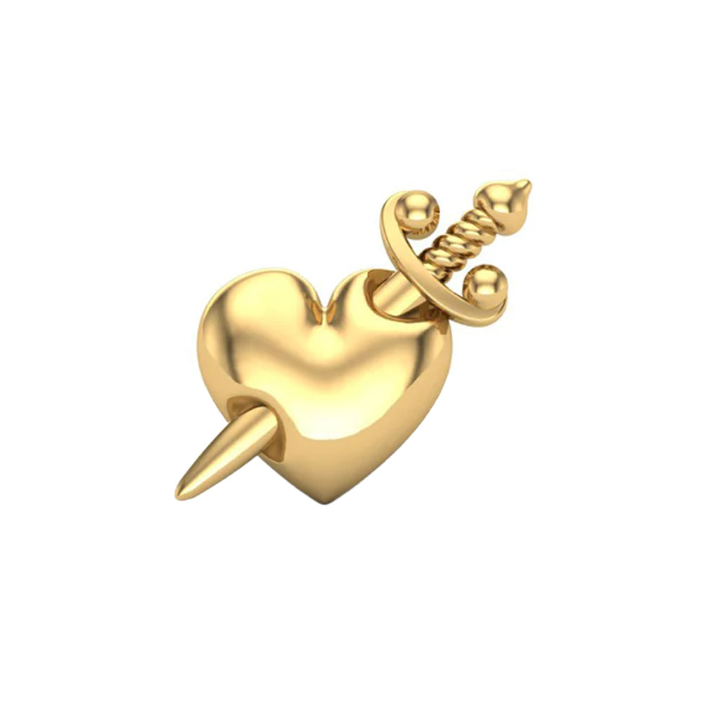 Daggered Heart Threaded End in Gold