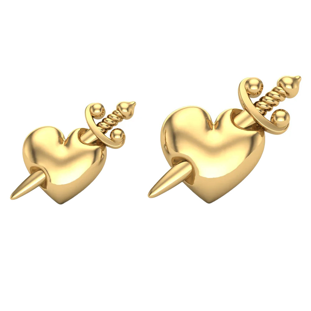 Daggered Heart Threaded End in Gold