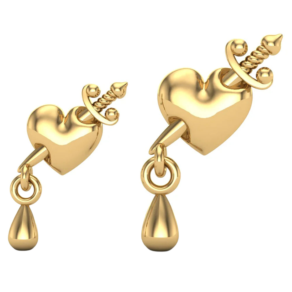 Daggered Heart Threaded End with Dangle in Gold