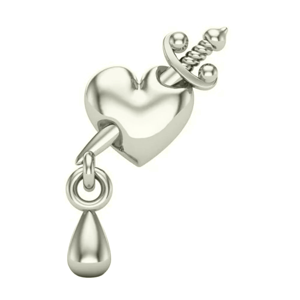 Daggered Heart Threaded End with Dangle in Gold