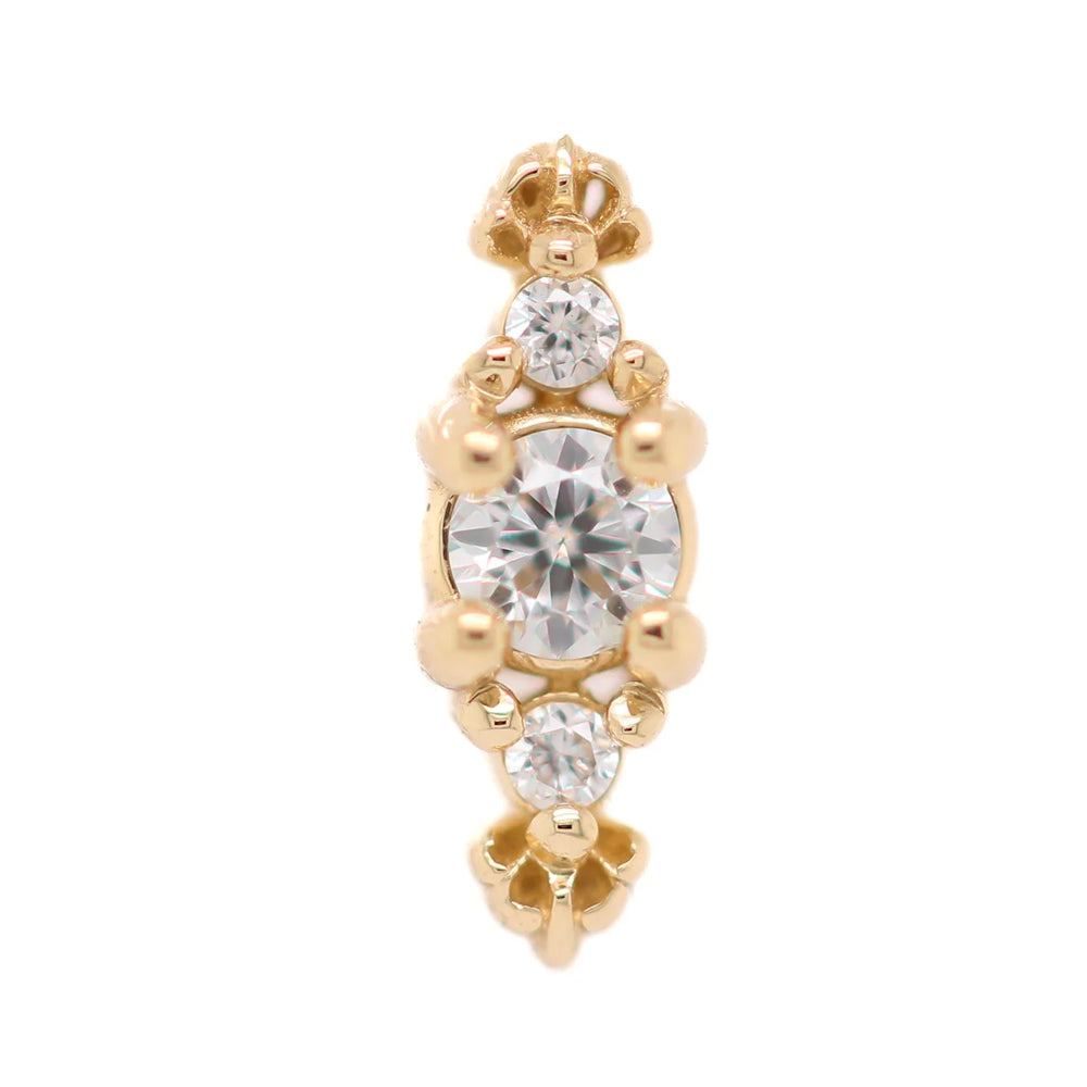 "Heiress" Threaded End in Gold with White Diamond