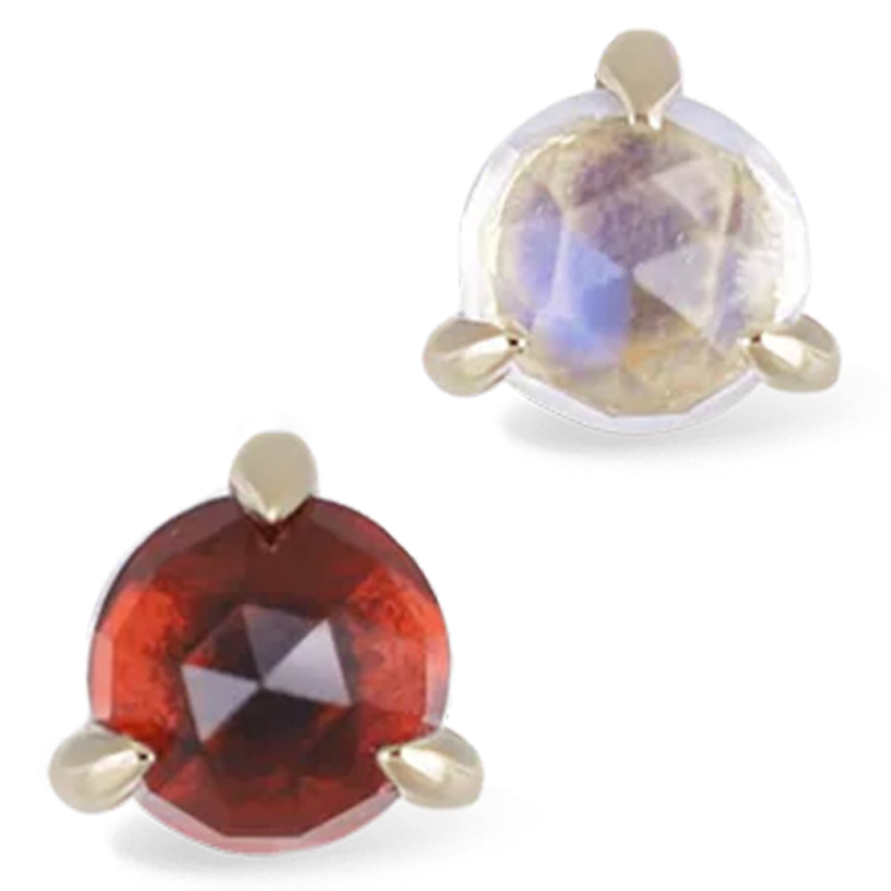 threadless: 3-Prong Rose Cut Gemstone End in Gold