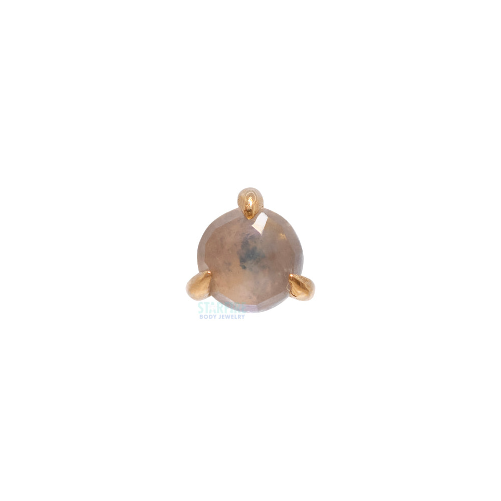 threadless: 3-Prong Rose Cut Gemstone End in Gold