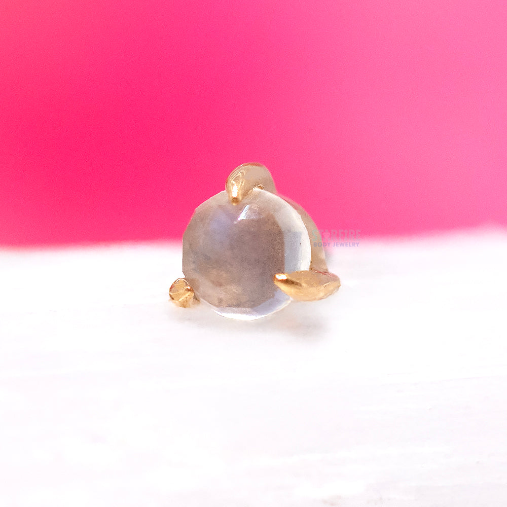 threadless: 3-Prong Rose Cut Gemstone End in Gold