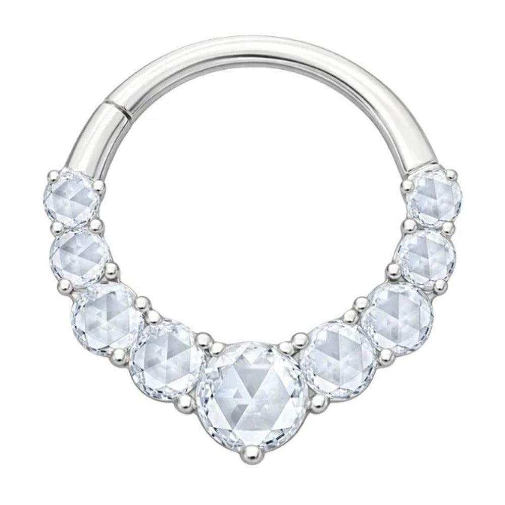"Sitting Pretty" Hinge Ring / Clicker in Gold with White Topaz & CZ's