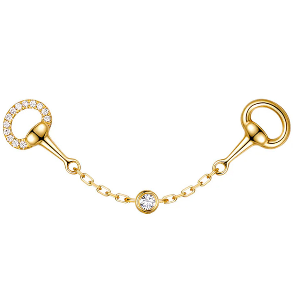 threadless: "Bristol" Horsebit Dual Pin End in Gold with Diamonds