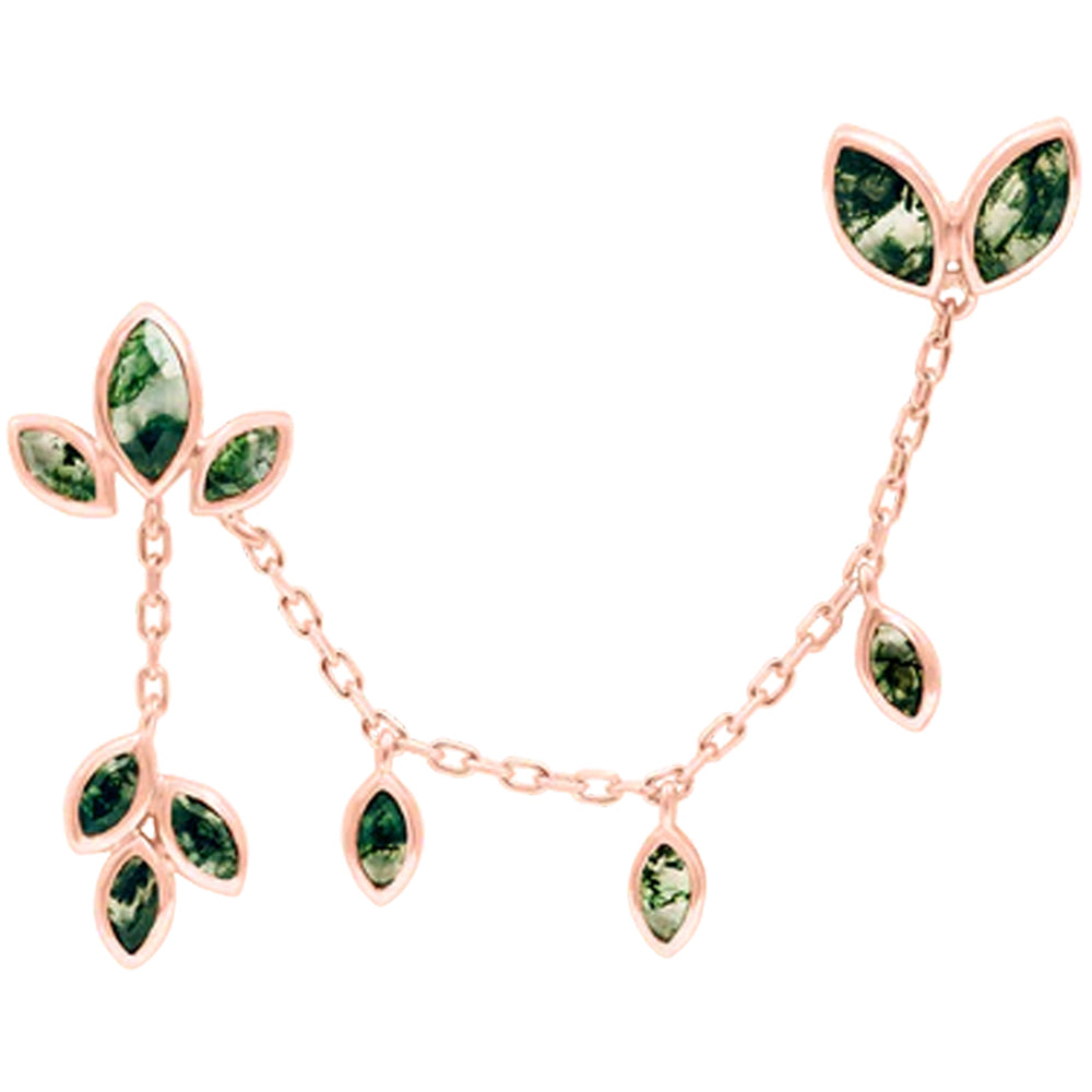threadless: "Luthier" Chain Dual Pin End in Gold with Moss Agates