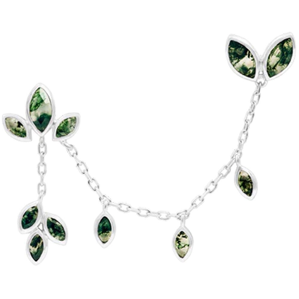 threadless: "Luthier" Chain Dual Pin End in Gold with Moss Agates