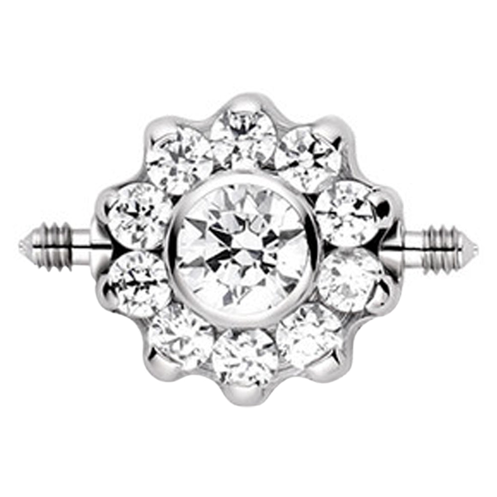 "Odyssey" Flower 180° Orbit Dual Threaded End with Faceted Gems