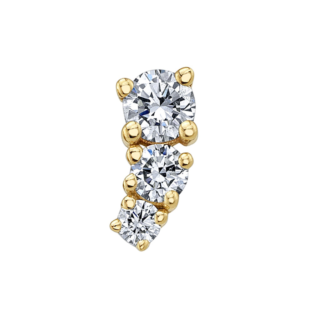 "Gale" Threaded End in Gold & Platinum with White CZ's