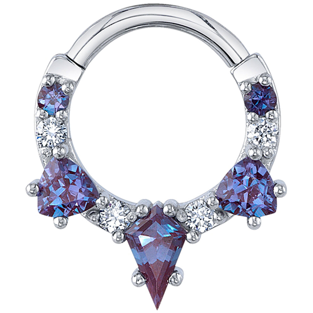 "Ariela" Hinge Ring in Gold & Platinum with Chatham Alexandrite & Diamonds