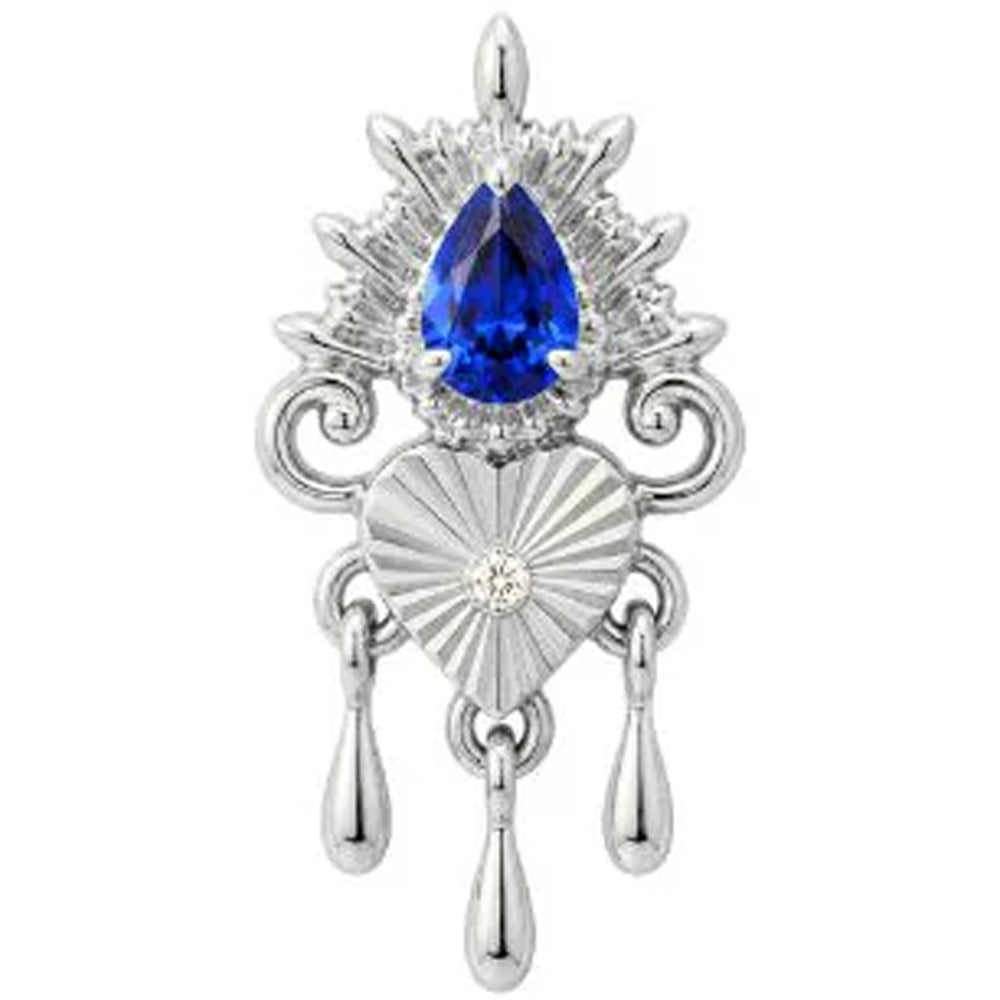 threadless: "Avec Moi" End with Dangles in Gold with Blue Sapphire & CZ