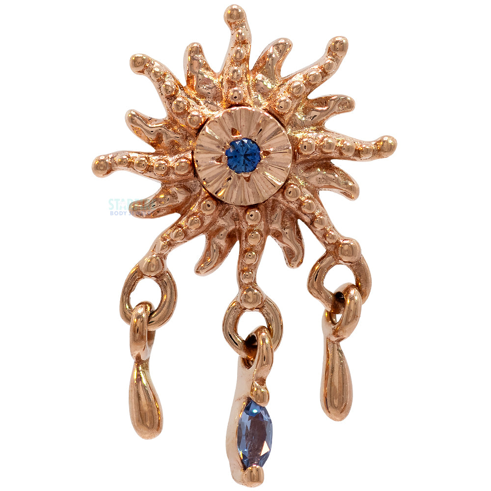 threadless: "Soleil" End with Dangles in Gold with Blue Sapphires