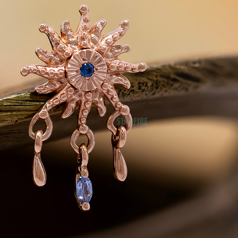 threadless: "Soleil" End with Dangles in Gold with Blue Sapphires
