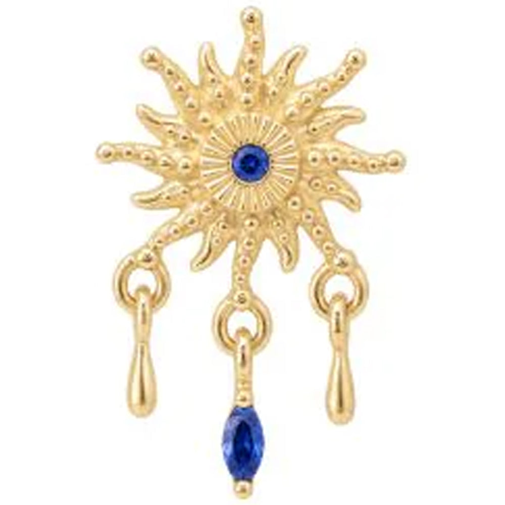 threadless: "Soleil" End with Dangles in Gold with Blue Sapphires