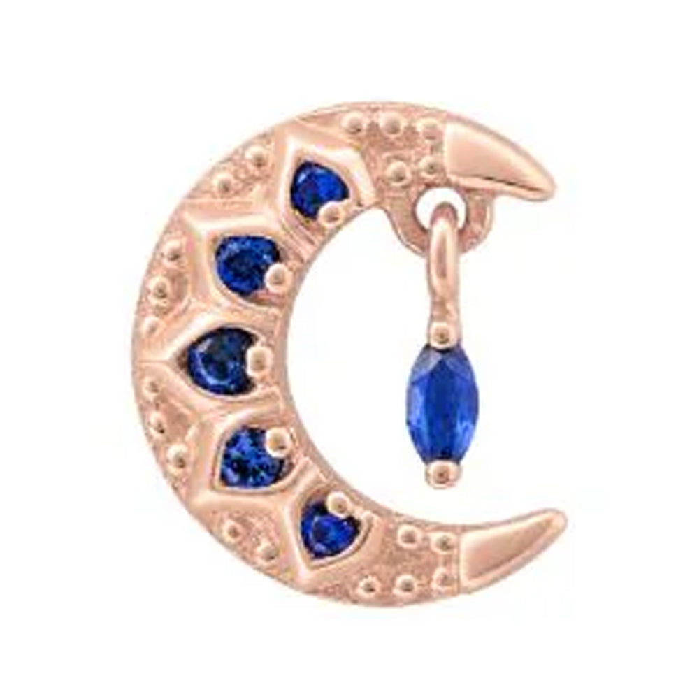threadless: "Moroccan Moon" End with Dangle in Gold with Blue Sapphires