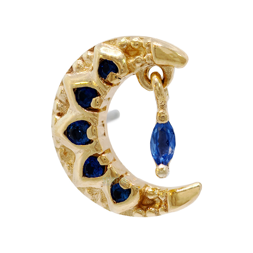 threadless: "Moroccan Moon" End with Dangle in Gold with Blue Sapphires