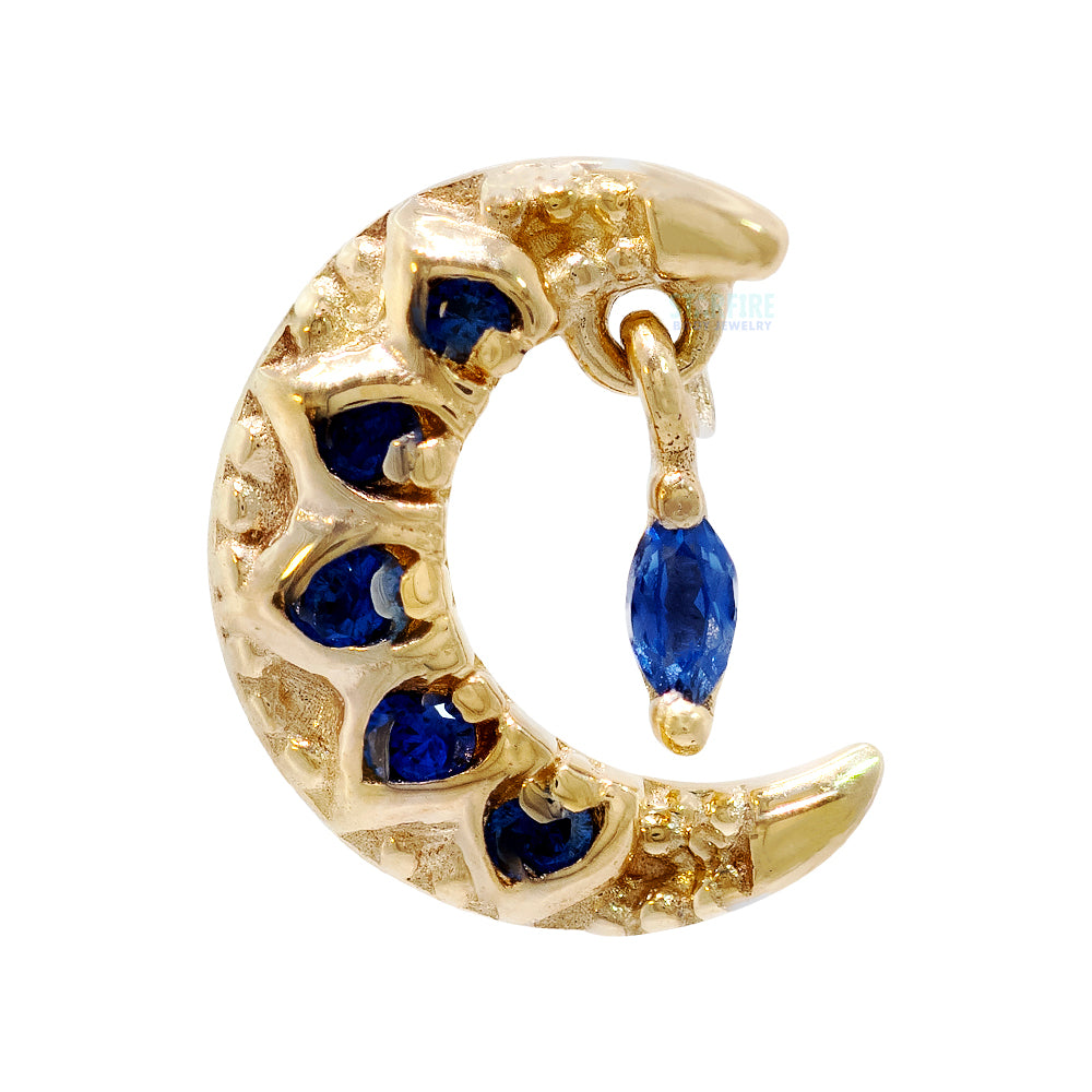 threadless: "Moroccan Moon" End with Dangle in Gold with Blue Sapphires