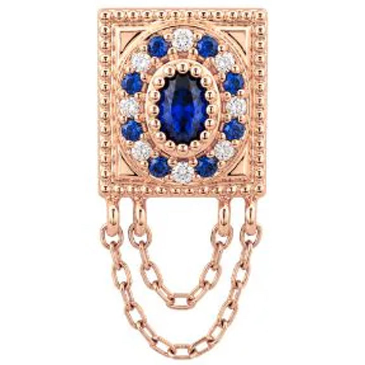 threadless: "Enchanted" End with Chains in Gold with Blue Sapphire & CZ's