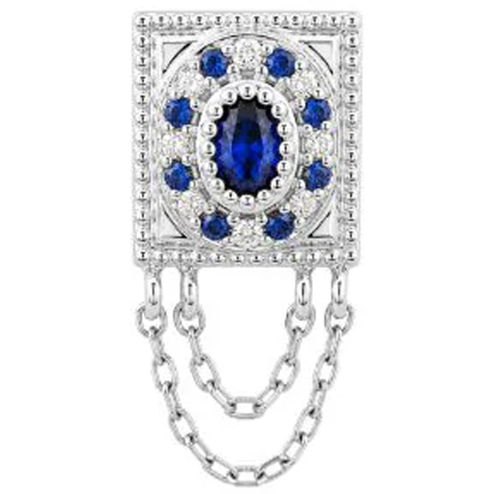 threadless: "Enchanted" End with Chains in Gold with Blue Sapphire & CZ's