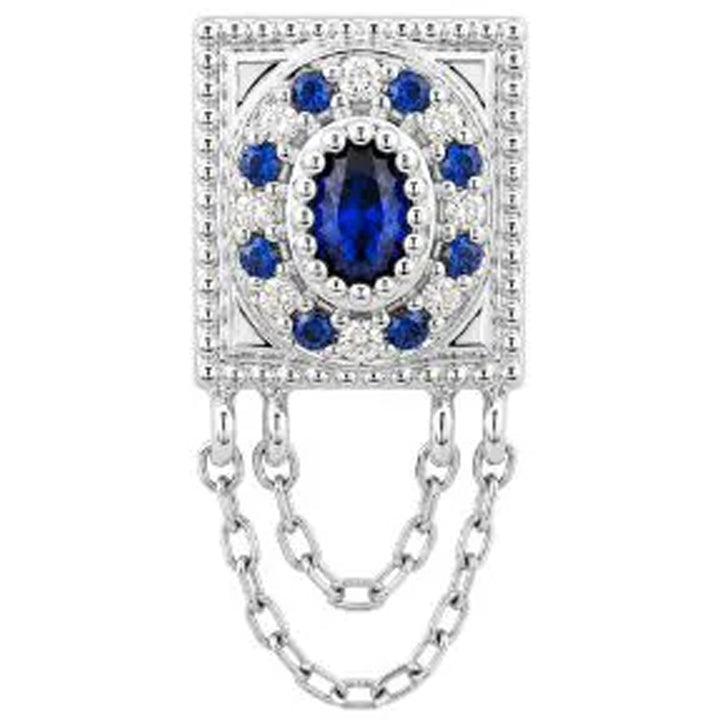 threadless: "Enchanted" End with Chains in Gold with Blue Sapphire & CZ's