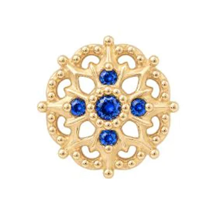 threadless: "Damask" End in Gold with Blue Sapphires