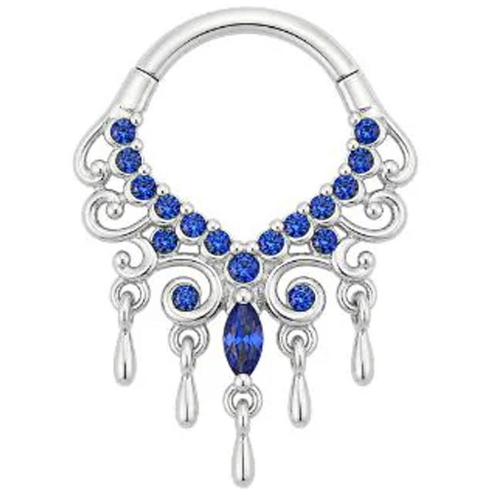 "Anais" Hinge Ring / Clicker in Gold with Blue Sapphires