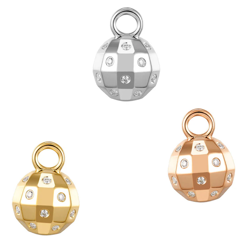 Disco Ball Charm in Gold with Diamonds