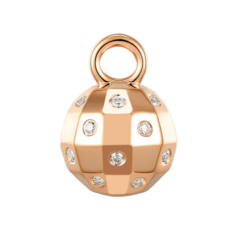 Disco Ball Charm in Gold with Diamonds