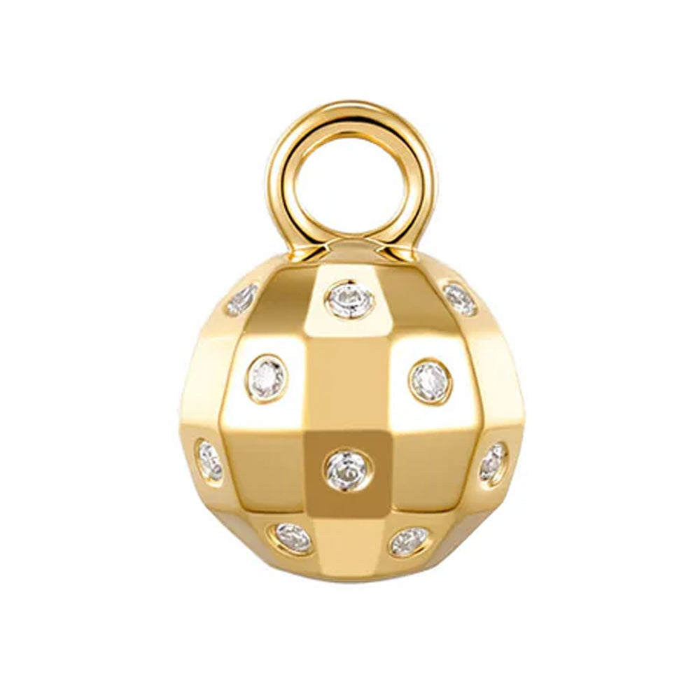 Disco Ball Charm in Gold with Diamonds