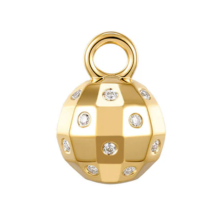 Disco Ball Charm in Gold with Diamonds