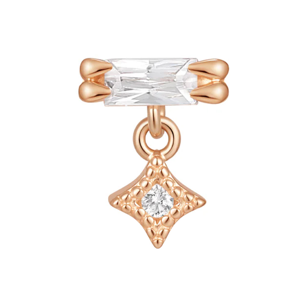 threadless: "Fable" End with Dangle in Gold with Moissanite