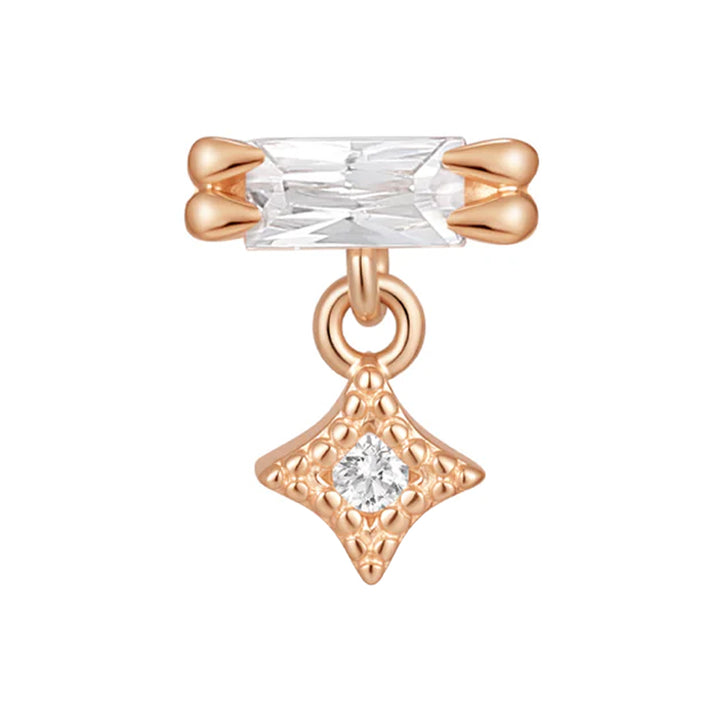 threadless: "Fable" End with Dangle in Gold with Moissanite