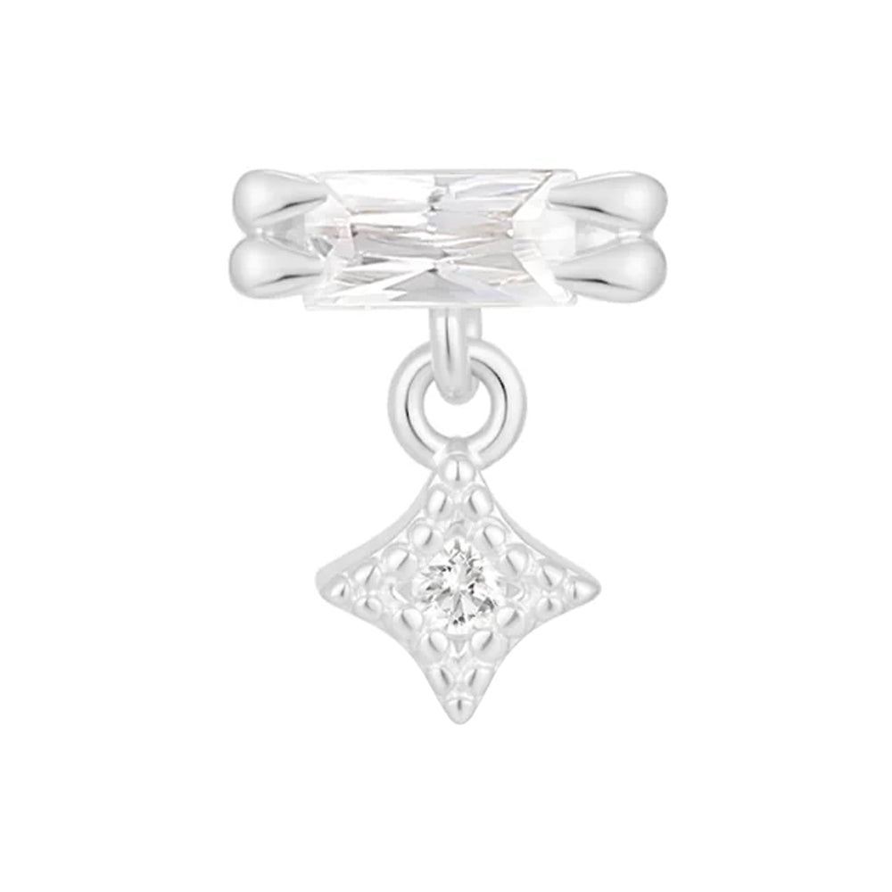 threadless: "Fable" End with Dangle in Gold with Moissanite