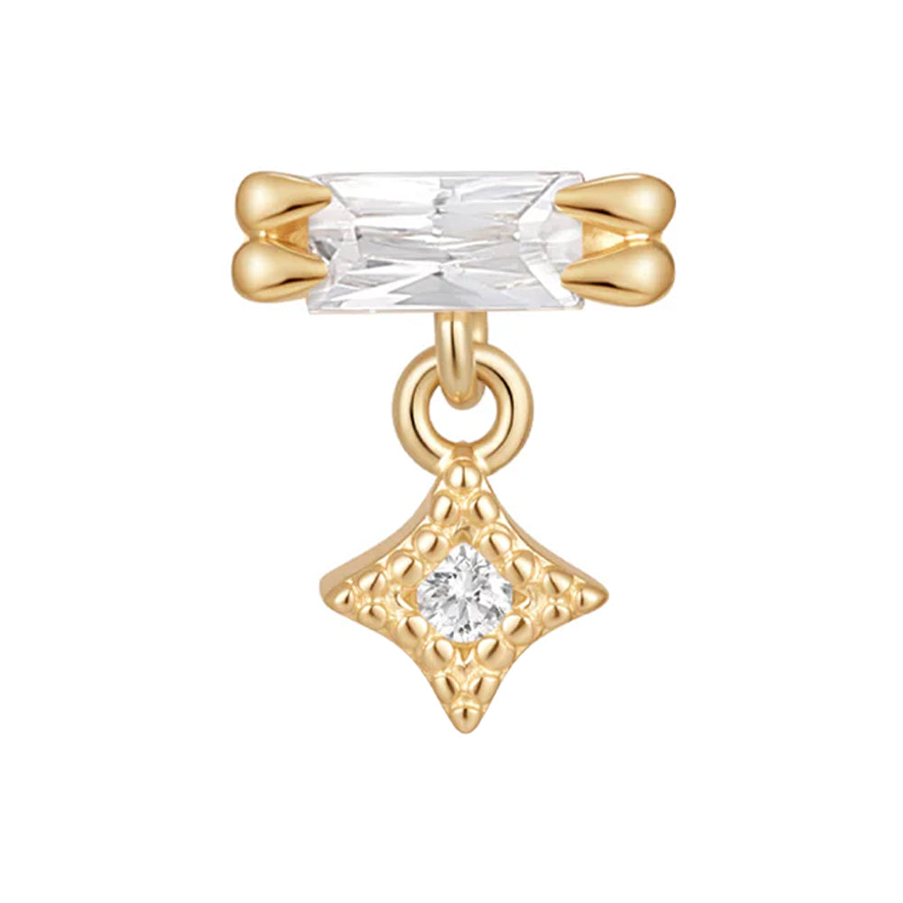 threadless: "Fable" End with Dangle in Gold with Moissanite