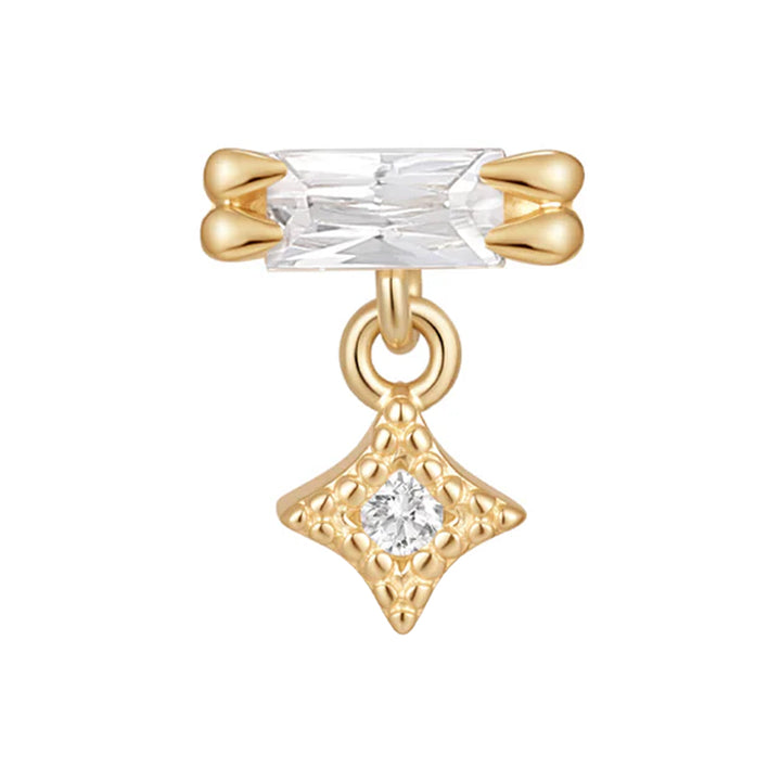 threadless: "Fable" End with Dangle in Gold with Moissanite