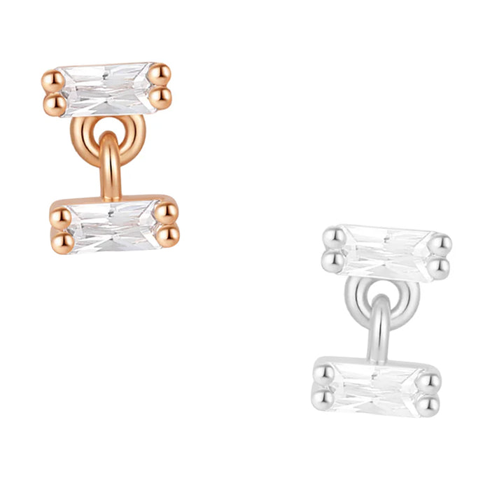 threadless: "Tandem" End with Dangle in Gold with Moissanite