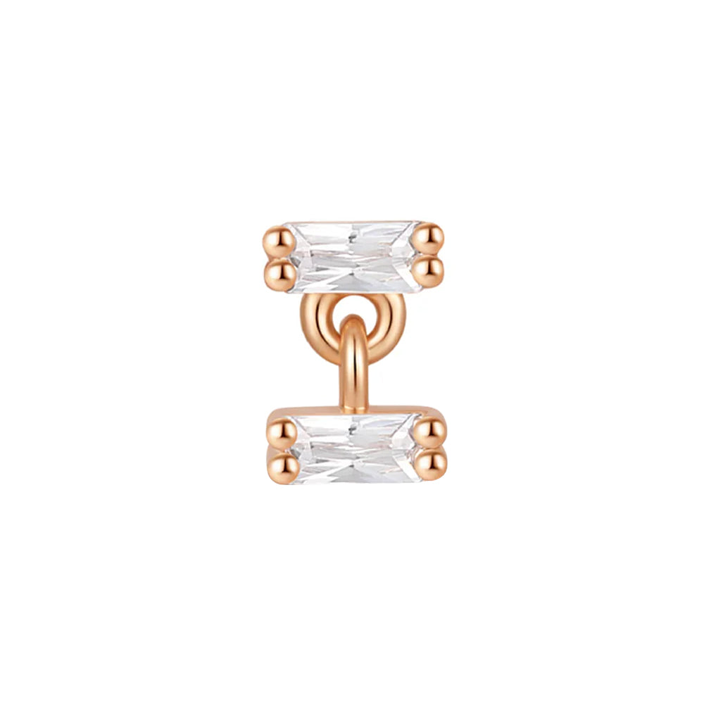 threadless: "Tandem" End with Dangle in Gold with Moissanite