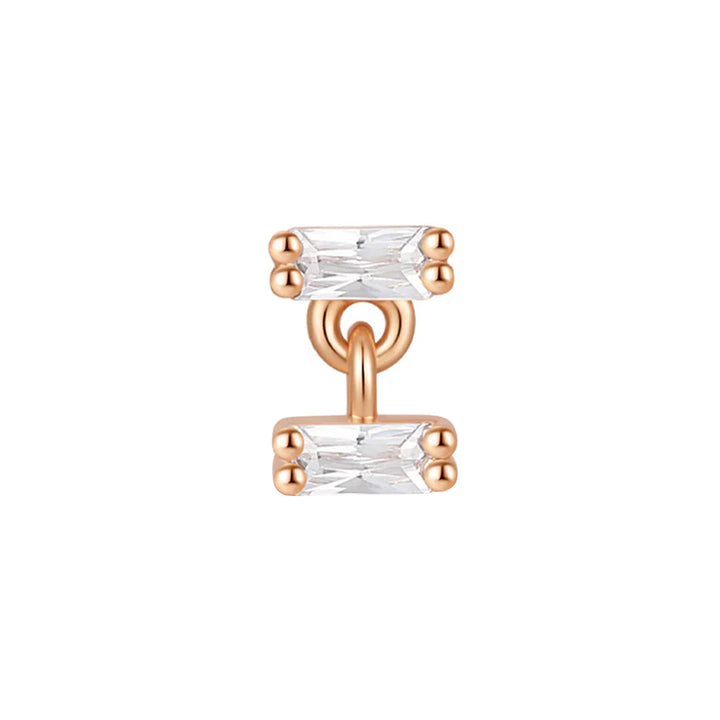 threadless: "Tandem" End with Dangle in Gold with Moissanite