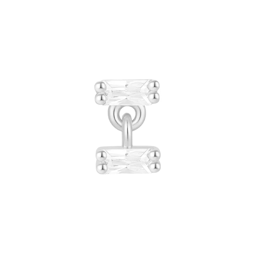 threadless: "Tandem" End with Dangle in Gold with Moissanite