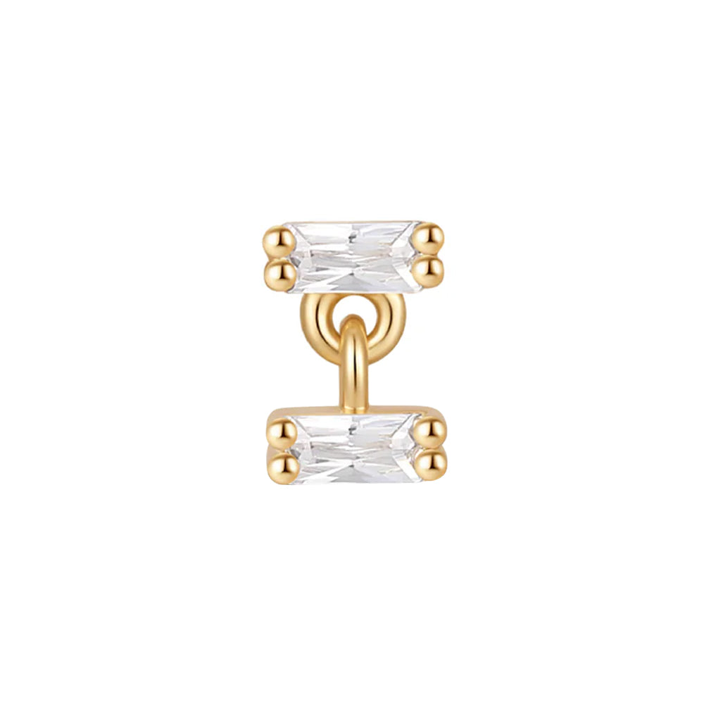 threadless: "Tandem" End with Dangle in Gold with Moissanite