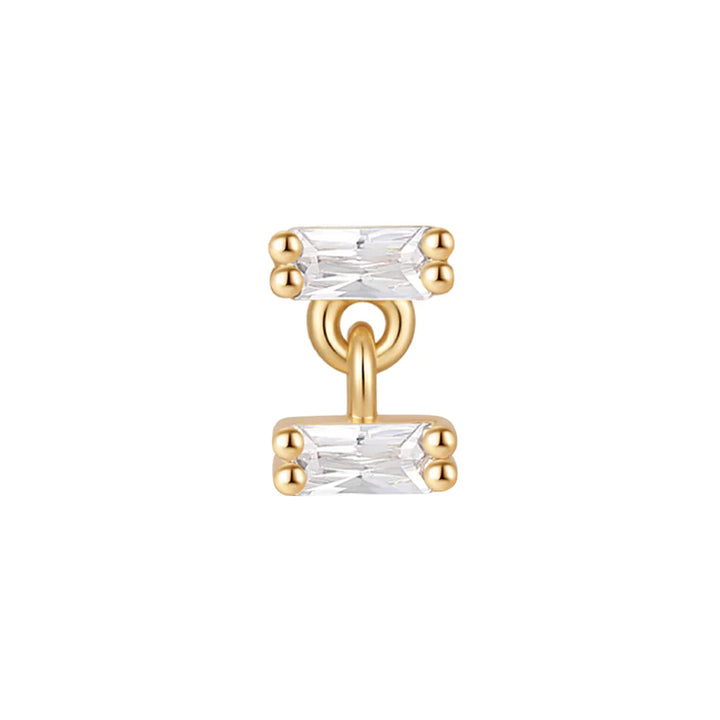 threadless: "Tandem" End with Dangle in Gold with Moissanite