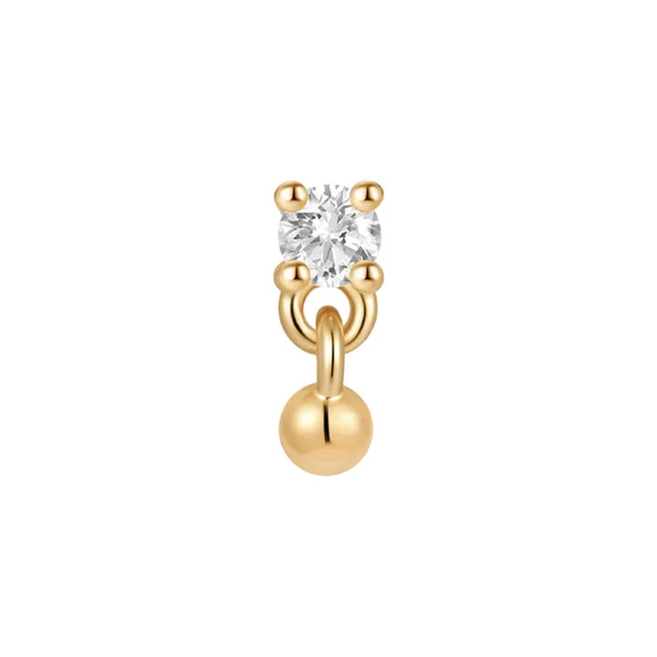 threadless: "Glint" End with Dangle in Gold with Moissanite
