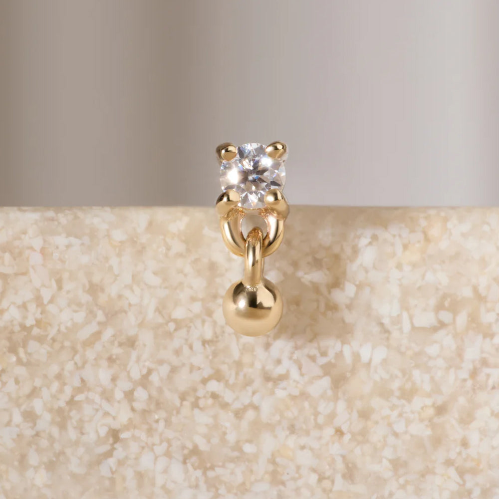 threadless: "Glint" End with Dangle in Gold with Moissanite