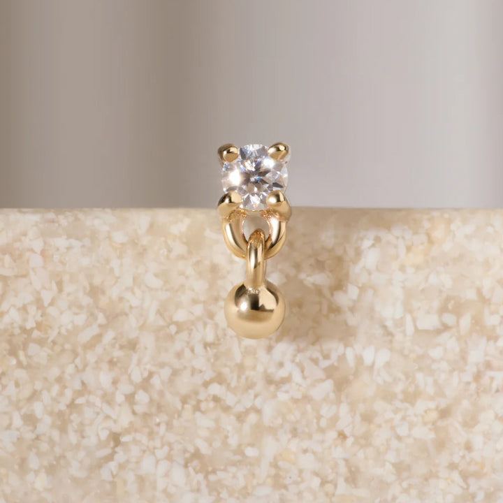 threadless: "Glint" End with Dangle in Gold with Moissanite