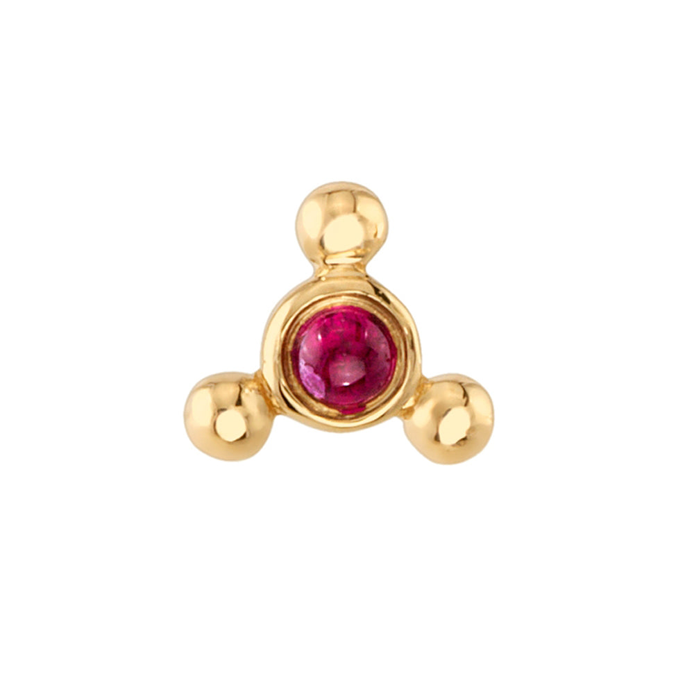 "ThreexBez" Threaded End in Gold & Platinum with Ruby Cabochon